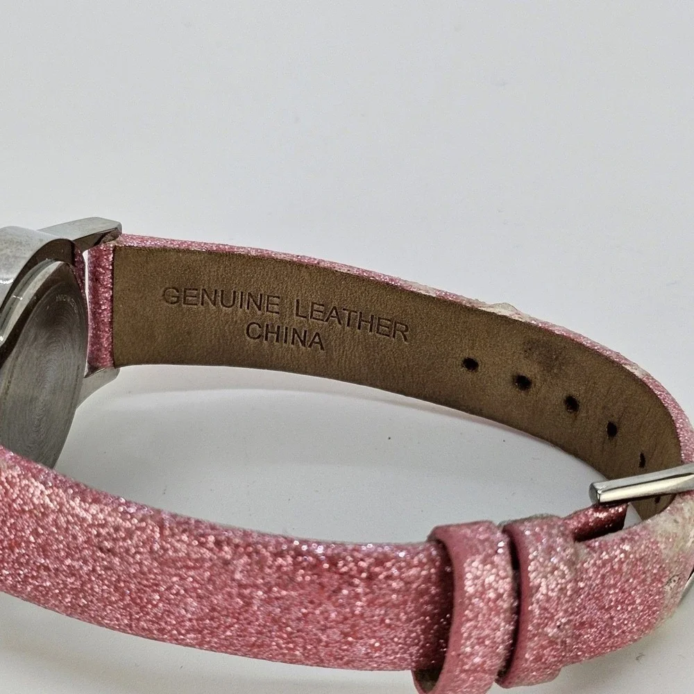 Red Balloon Watch Women 31MM White Dial Pink Leather Bands Up to 6.5